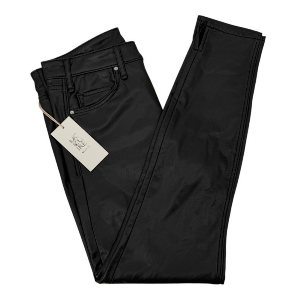 McGuire Womens Size 29 Vegan Leather Pants Mid Rise Black Slit Hem Edgy Chic NEW